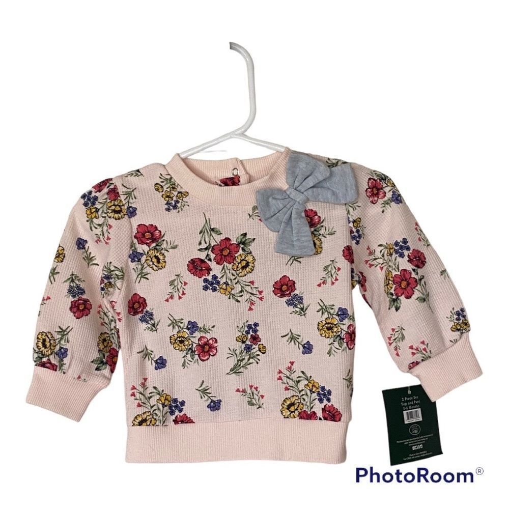 Laura Ashley Baby Floral Waffle Knit Long Sleeve Top NWT